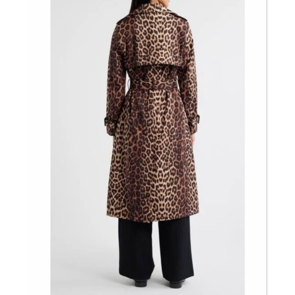 BCBGMAXAZRIA Leopard Trench Coat XS Brown Black New NWT $298 Water resistant - Picture 4 of 16